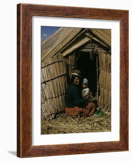 Uro Indian Woman and Baby, Lake Titicaca, Peru, South America-Sybil Sassoon-Framed Photographic Print