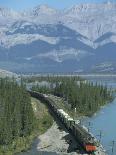Canadian National Railways Goods Train Along Athabasca River, Jasper National Park, Rocky Mountains-Ursula Gahwiler-Photographic Print