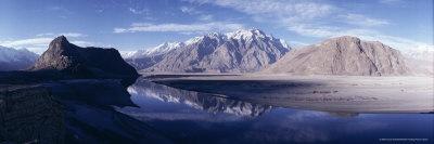 Panorama of Mountains Reflected in the Water of the Indus River, Skardu, Baltistan, Pakistan, Asia-Ursula Gahwiler-Photographic Print