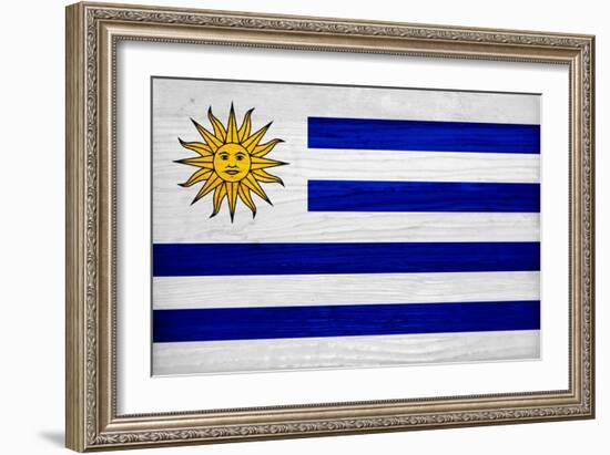 Uruguay Flag Design with Wood Patterning - Flags of the World Series-Philippe Hugonnard-Framed Art Print