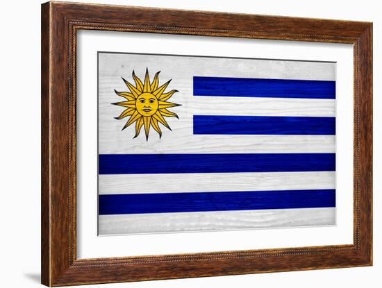 Uruguay Flag Design with Wood Patterning - Flags of the World Series-Philippe Hugonnard-Framed Art Print