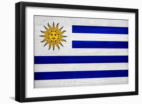 Uruguay Flag Design with Wood Patterning - Flags of the World Series-Philippe Hugonnard-Framed Art Print