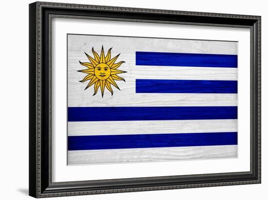 Uruguay Flag Design with Wood Patterning - Flags of the World Series-Philippe Hugonnard-Framed Art Print