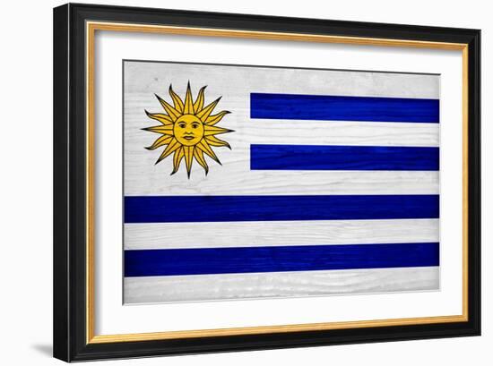 Uruguay Flag Design with Wood Patterning - Flags of the World Series-Philippe Hugonnard-Framed Art Print