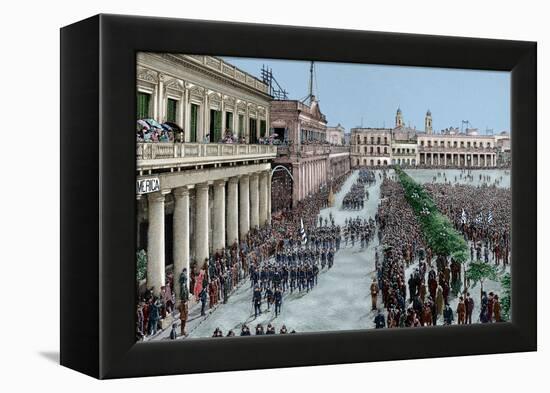 Uruguay, Montevideo, Army Parade in Honour of the President Julio Herrera Obes-Lajos Vajda-Framed Premier Image Canvas