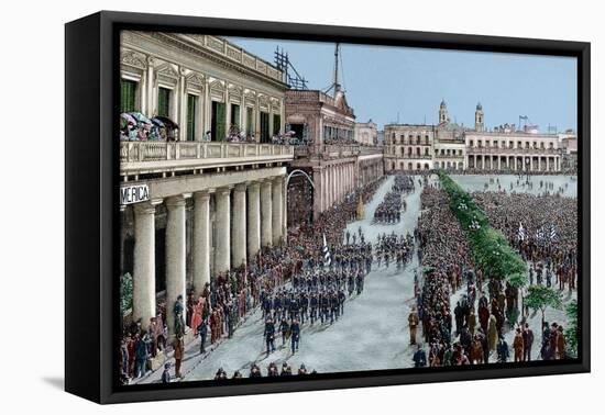 Uruguay, Montevideo, Army Parade in Honour of the President Julio Herrera Obes-Lajos Vajda-Framed Premier Image Canvas