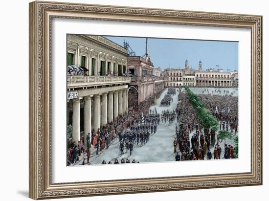 Uruguay, Montevideo, Army Parade in Honour of the President Julio Herrera Obes-Lajos Vajda-Framed Giclee Print