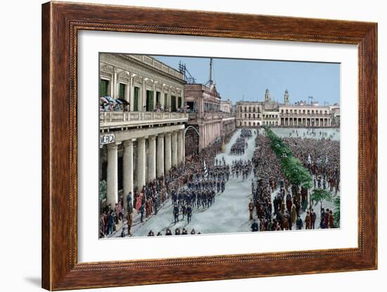 Uruguay, Montevideo, Army Parade in Honour of the President Julio Herrera Obes-Lajos Vajda-Framed Giclee Print