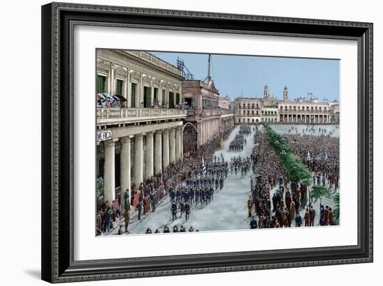 Uruguay, Montevideo, Army Parade in Honour of the President Julio Herrera Obes-Lajos Vajda-Framed Giclee Print