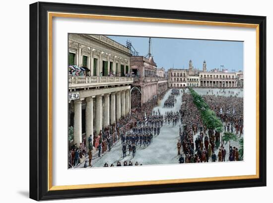 Uruguay, Montevideo, Army Parade in Honour of the President Julio Herrera Obes-Lajos Vajda-Framed Giclee Print