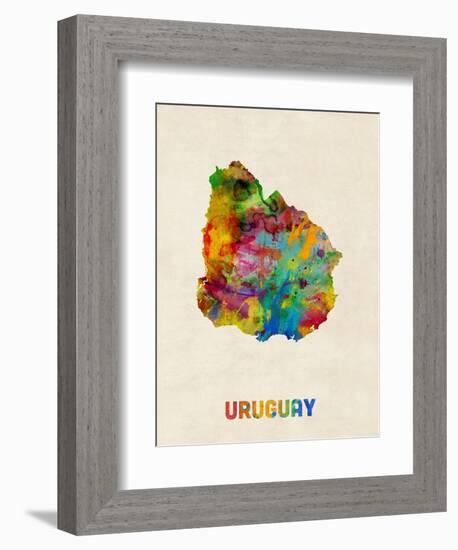 Uruguay Watercolor Map-Michael Tompsett-Framed Art Print