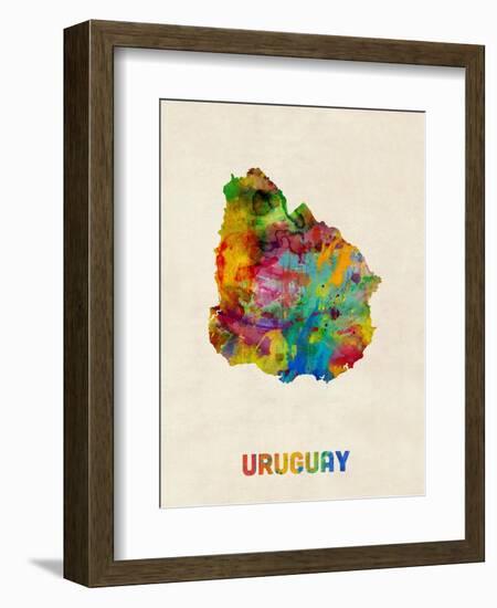 Uruguay Watercolor Map-Michael Tompsett-Framed Art Print