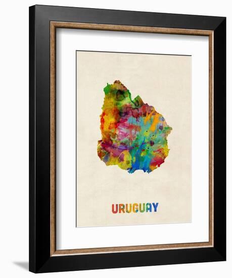 Uruguay Watercolor Map-Michael Tompsett-Framed Art Print