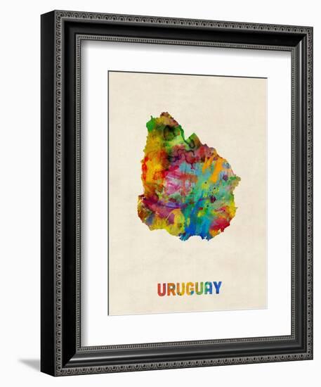 Uruguay Watercolor Map-Michael Tompsett-Framed Art Print