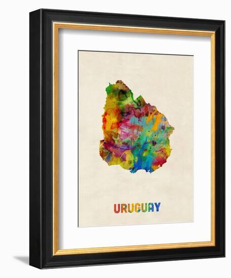 Uruguay Watercolor Map-Michael Tompsett-Framed Art Print