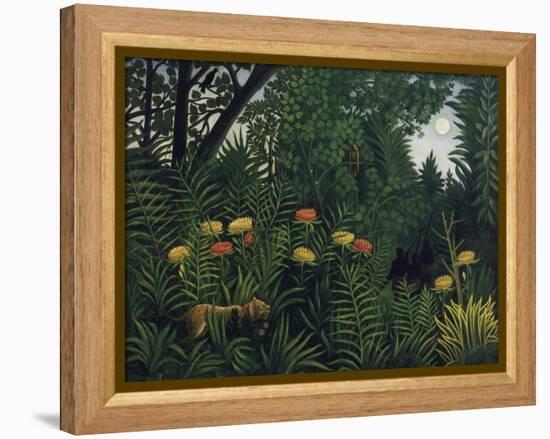 Urwald Mit Tiger Und Jaegern, um 1907-Henri Rousseau-Framed Premier Image Canvas