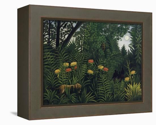 Urwald Mit Tiger Und Jaegern, um 1907-Henri Rousseau-Framed Premier Image Canvas