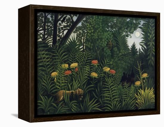 Urwald Mit Tiger Und Jaegern, um 1907-Henri Rousseau-Framed Premier Image Canvas