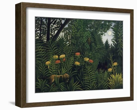 Urwald Mit Tiger Und Jaegern, um 1907-Henri Rousseau-Framed Giclee Print