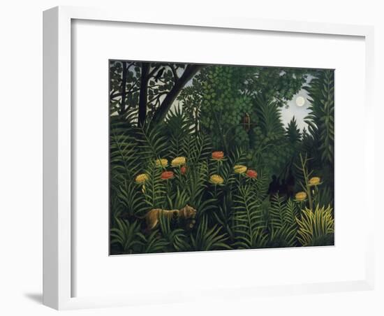 Urwald Mit Tiger Und Jaegern, um 1907-Henri Rousseau-Framed Giclee Print