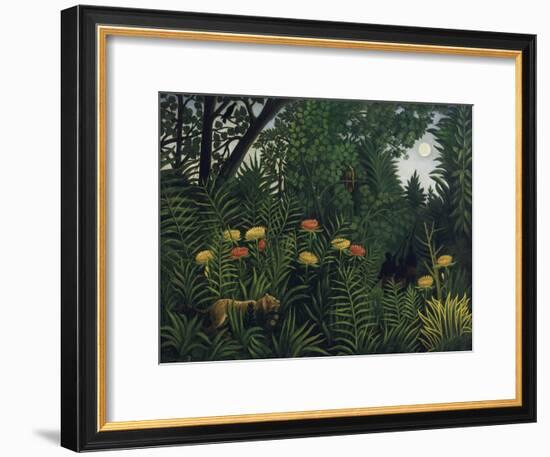 Urwald Mit Tiger Und Jaegern, um 1907-Henri Rousseau-Framed Giclee Print