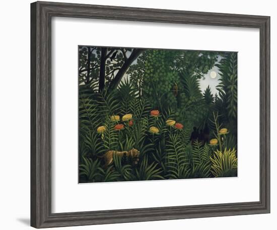 Urwald Mit Tiger Und Jaegern, um 1907-Henri Rousseau-Framed Giclee Print