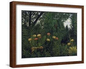 Urwald Mit Tiger Und Jaegern, um 1907-Henri Rousseau-Framed Giclee Print