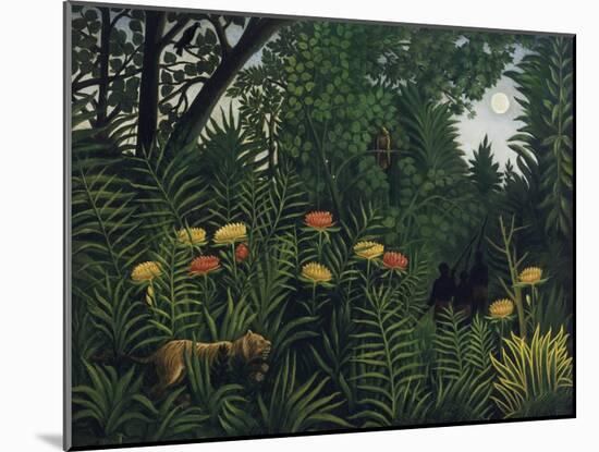 Urwald Mit Tiger Und Jaegern, um 1907-Henri Rousseau-Mounted Giclee Print