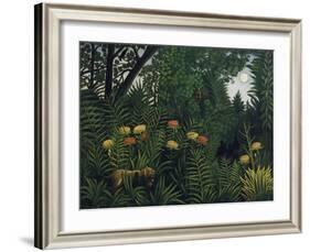 Urwald Mit Tiger Und Jaegern, um 1907-Henri Rousseau-Framed Giclee Print