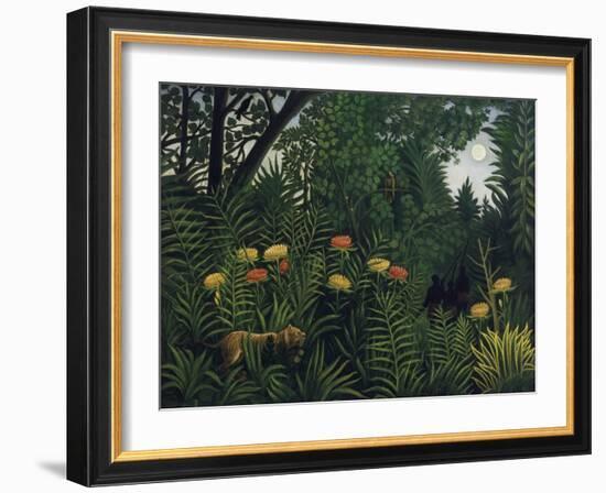 Urwald Mit Tiger Und Jaegern, um 1907-Henri Rousseau-Framed Giclee Print