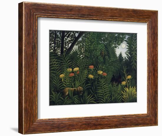 Urwald Mit Tiger Und Jaegern, um 1907-Henri Rousseau-Framed Giclee Print