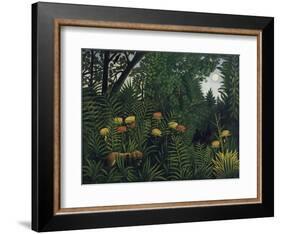 Urwald Mit Tiger Und Jaegern, um 1907-Henri Rousseau-Framed Giclee Print
