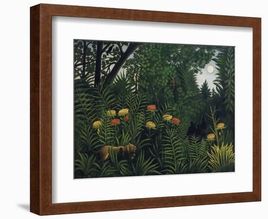 Urwald Mit Tiger Und Jaegern, um 1907-Henri Rousseau-Framed Giclee Print