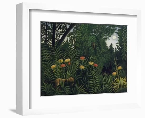 Urwald Mit Tiger Und Jaegern, um 1907-Henri Rousseau-Framed Giclee Print