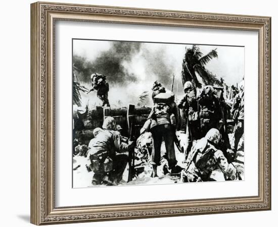 Us 2nd Marine Division Storm Ashore at Tarawa, Gilbert Islands, 20th November 1943-null-Framed Photographic Print