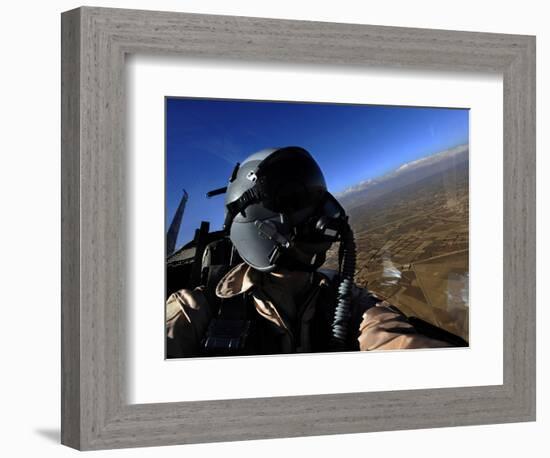 US Air Force Aerial Combat Photographer Watches for Threats to a F-15E Strike Eagle-null-Framed Photographic Print