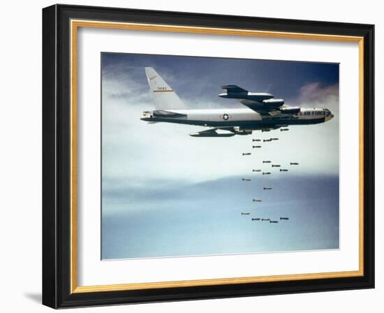 Us Air Force B-52 Dropping 750 Pound Bombs over Vietnam, Ca. 1965-1966-null-Framed Photo