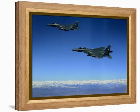 US Air Force F-15E Strike Eagles Approach a Mission Objective in Eastern Afghanistan-null-Framed Premier Image Canvas