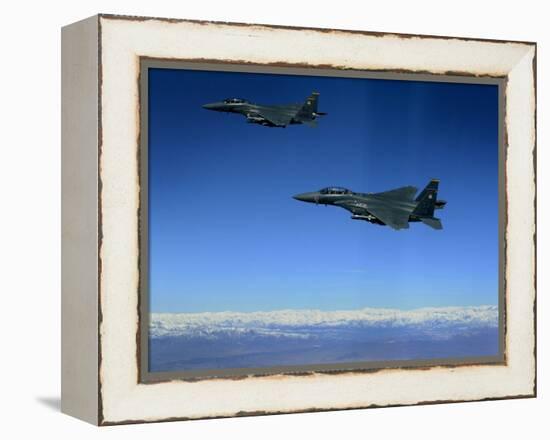 US Air Force F-15E Strike Eagles Approach a Mission Objective in Eastern Afghanistan-null-Framed Premier Image Canvas