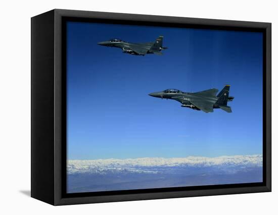 US Air Force F-15E Strike Eagles Approach a Mission Objective in Eastern Afghanistan-null-Framed Premier Image Canvas