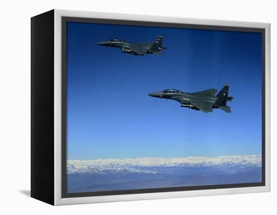 US Air Force F-15E Strike Eagles Approach a Mission Objective in Eastern Afghanistan-null-Framed Premier Image Canvas