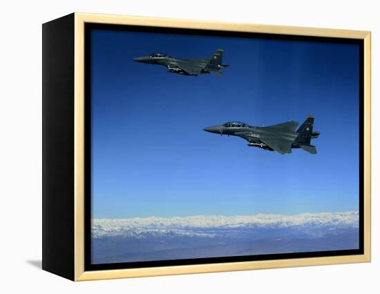 US Air Force F-15E Strike Eagles Approach a Mission Objective in Eastern Afghanistan-null-Framed Premier Image Canvas