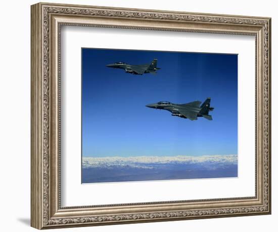 US Air Force F-15E Strike Eagles Approach a Mission Objective in Eastern Afghanistan-null-Framed Photographic Print