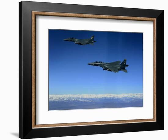 US Air Force F-15E Strike Eagles Approach a Mission Objective in Eastern Afghanistan-null-Framed Photographic Print