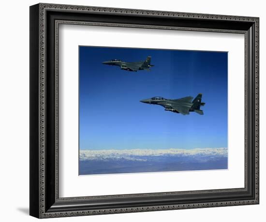 US Air Force F-15E Strike Eagles Approach a Mission Objective in Eastern Afghanistan-null-Framed Photographic Print