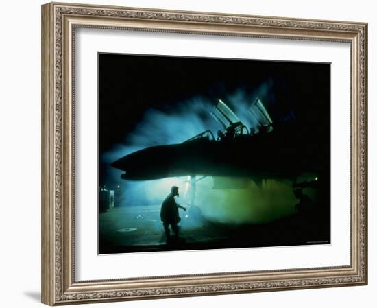 US Air Force F4 Phantom Crew and Ground Personnel, Readying Morning Mission at Phan Rang Airfield-Larry Burrows-Framed Photographic Print