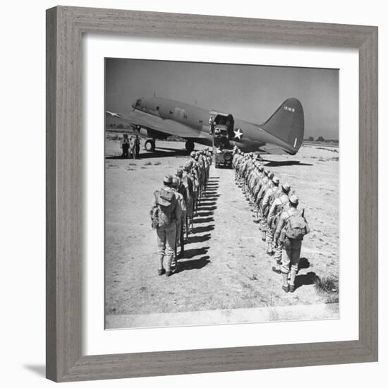 US Armed Forces C46 Cargo Plane Loading Troops and Equipment-Bernard Hoffman-Framed Photographic Print