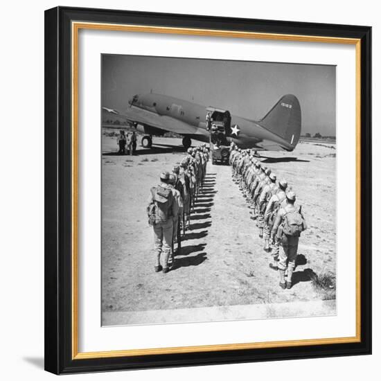 US Armed Forces C46 Cargo Plane Loading Troops and Equipment-Bernard Hoffman-Framed Photographic Print