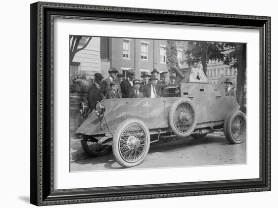 Us Army Armored Truck With Machine Gun Is Gawked By Onlookers on a Washington Street-null-Framed Art Print