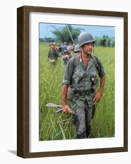 US Army Captain Robert Bacon Leading a Patrol During the Early Years of the Vietnam War-Larry Burrows-Framed Photographic Print